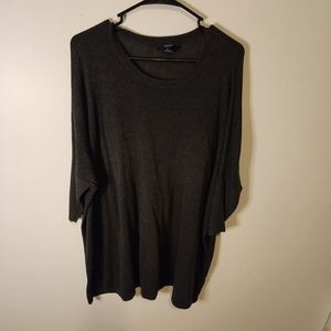Forever 21 Orversize Charcoal Gray Sweater 3/4 Sleeve SZ L Crew Neck
